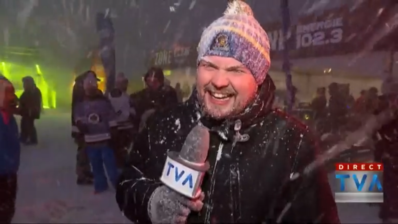 Reportage en direct dans la tempête de neige